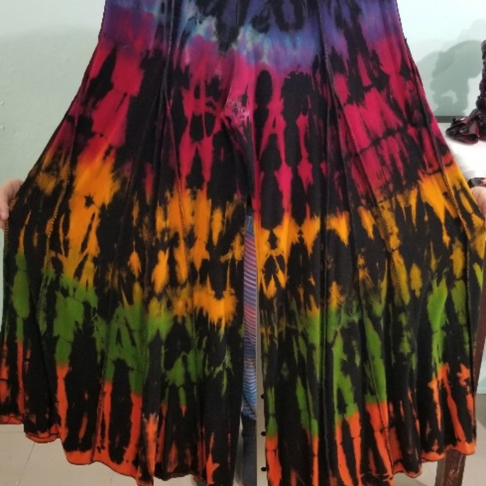 wide leg tie dye palazzo pants